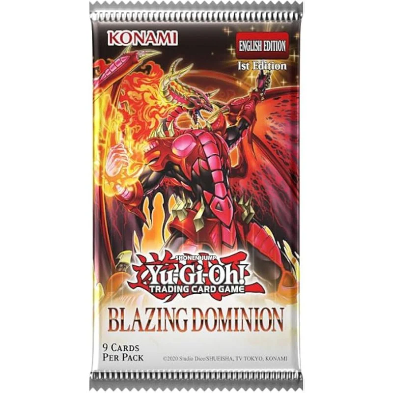 Sobre de cartas Yu-Gi-Oh! Blazing Dominion con dragón rojo de fuego Konami