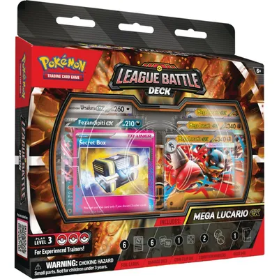 Mazo League Battle Deck Mega Lucario ex Pokémon TCG con cartas y accesorios
