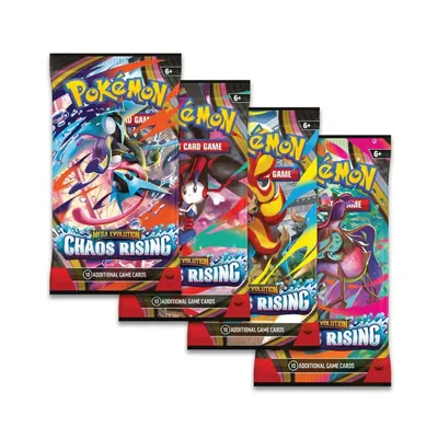 Set de cuatro sobres de cartas Pokémon Caos Creciente Mega Evolución TCG