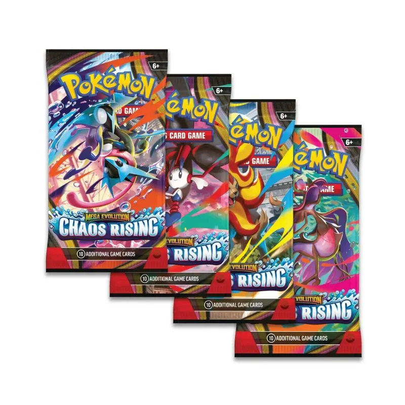 Set de cuatro sobres de cartas Pokémon Caos Creciente Mega Evolución TCG