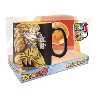 Taza mágica Goku Super Saiyan y portavasos Dragon Ball Z
