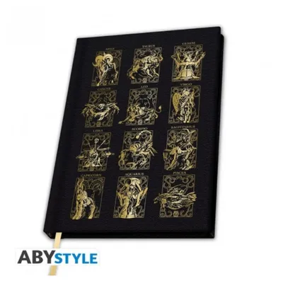 Cuaderno Caballeros del Zodiaco con 12 signos zodiacales en dorado
