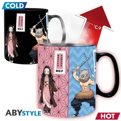Taza termorreactiva Kimetsu no Yaiba con Nezuko y Tanjiro que cambia de color al calentarse