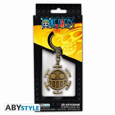 Llavero Trafalgar Law One Piece dorado con emblema de la tripulación