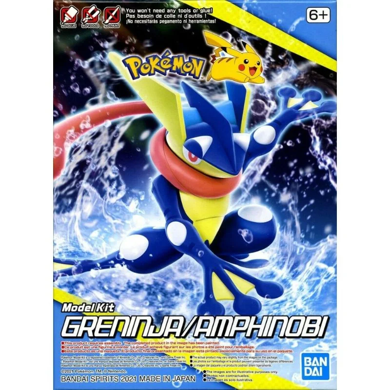 Model Kit Greninja Pokémon Bandai azul y amarillo