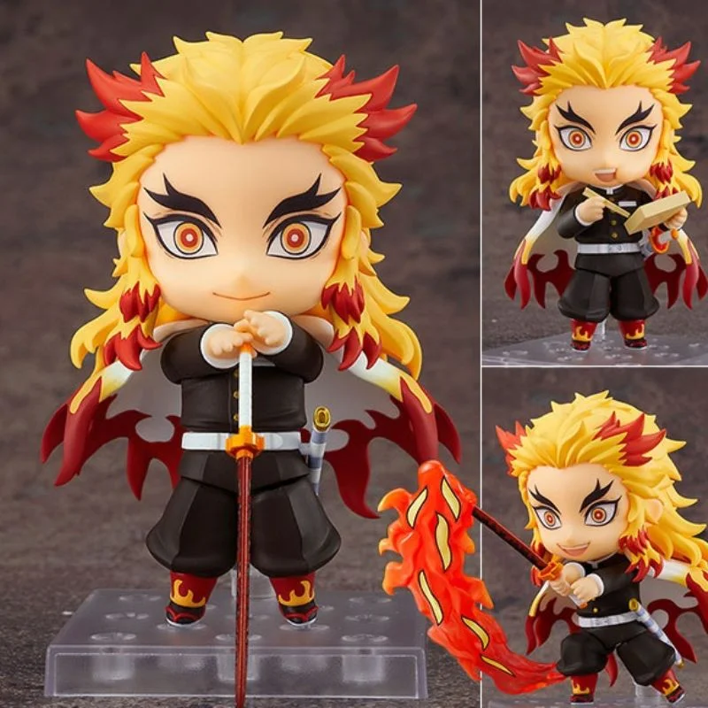 Figura Nendoroid Kyojuro Rengoku con cabello flameante y espada de fuego — Kimetsu no Yaiba