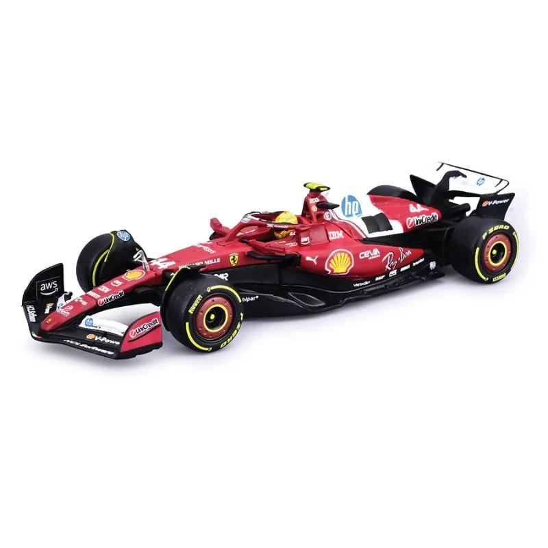 Figura Bburago Ferrari F1 SF-25 Lewis Hamilton número 44 rojo y negro