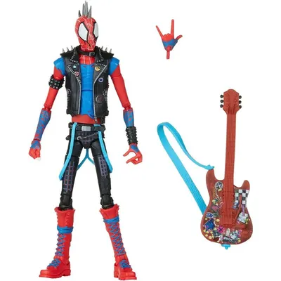 Figura Spider-Punk Marvel Legends con guitarra eléctrica y accesorios punk