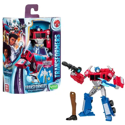 Figura Optimus Prime Transformers EarthSpark Deluxe Class rojo y azul