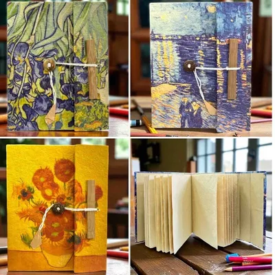 Agenda artesanal Vincent Van Gogh Noche Estrellada con portada ilustrada