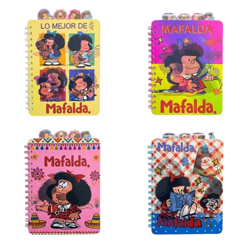 Cuaderno espiral Mafalda con portadas coloridas variadas