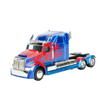 Figura Optimus Prime Transformers camión azul y rojo