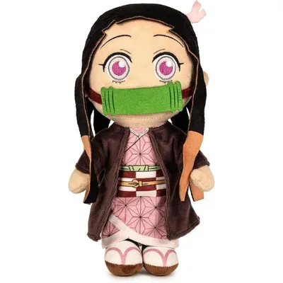 Peluche Nezuko Kamado con mordaza verde de Kimetsu no Yaiba