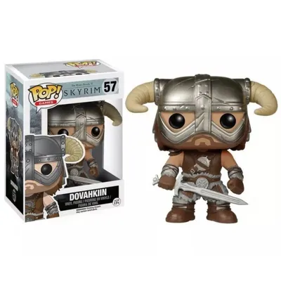 Funko Pop Dovahkiin de Skyrim con casco de cuernos y armadura