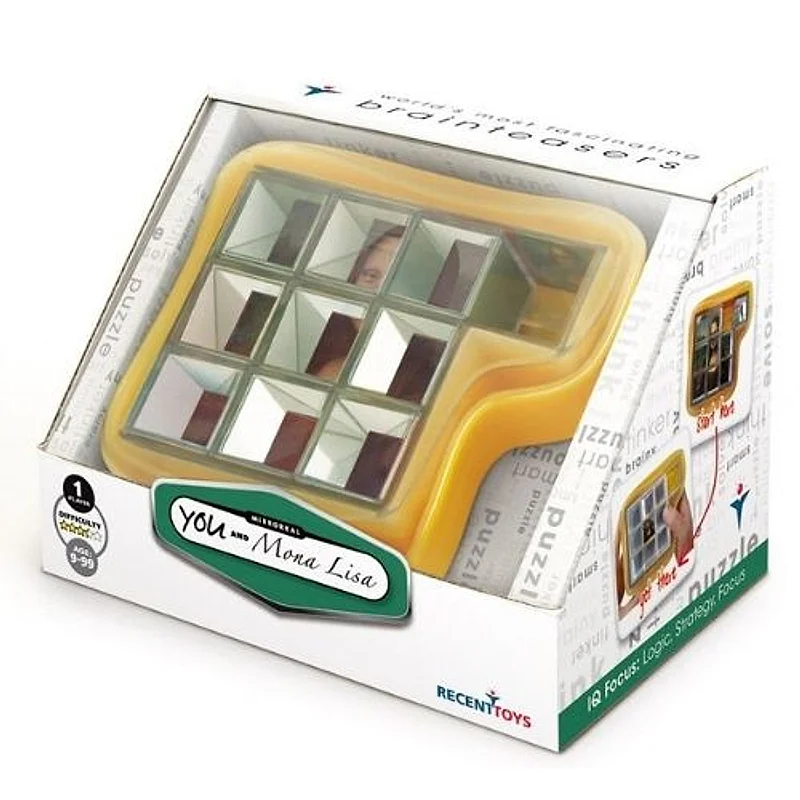 Juego de habilidad You and Mona Lisa con marco amarillo y cuadrícula deslizable