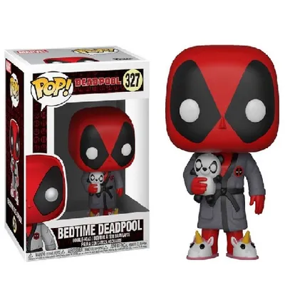 Funko POP Deadpool en bata gris con máscara roja