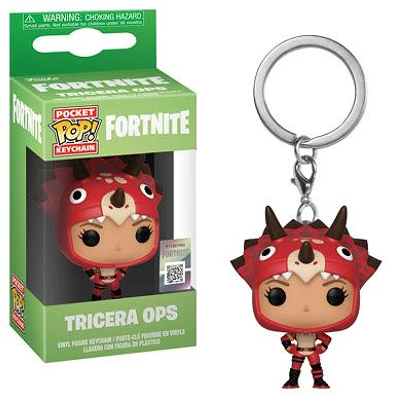 Llavero Funko POP Tricera Ops Fortnite rojo con cuernos