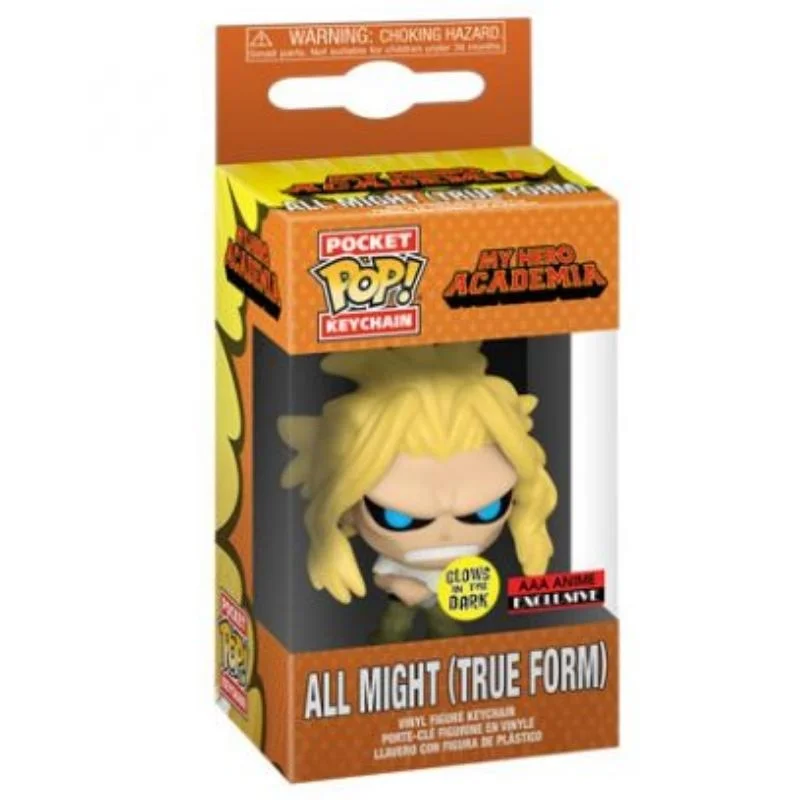 Llavero Funko Pop All Might Forma Verdadera My Hero Academia brilla en oscuridad