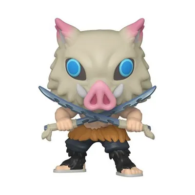 Funko POP Inosuke Hashibira con máscara de jabalí y dagas cruzadas