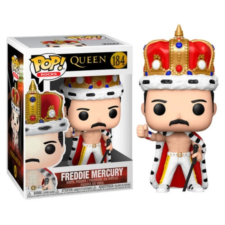 Funko POP Freddie Mercury Queen con corona y capa roja