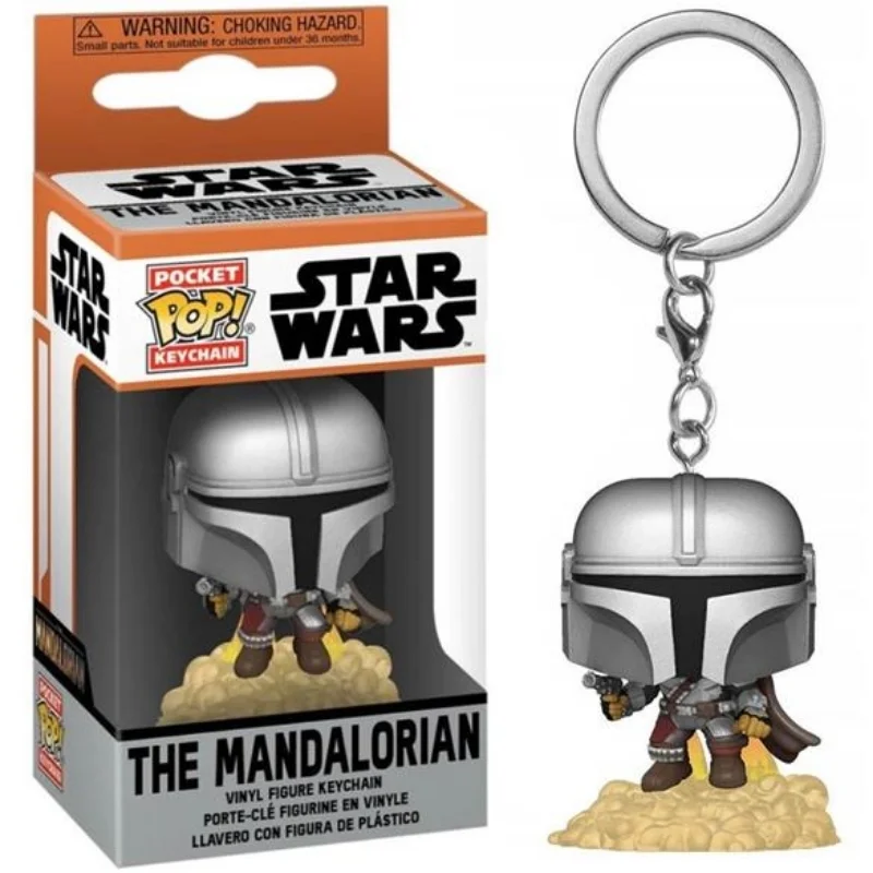 Llavero Funko POP El Mandalorian Star Wars con casco plateado