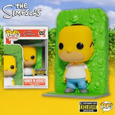 Funko Pop Homero Simpson entre arbustos verde — Edición Exclusiva Entertainment Earth