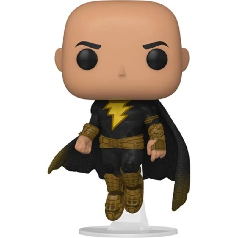 Funko Pop Black Adam volando con capa negra y símbolo dorado