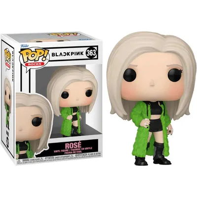 Figura Funko Pop Rosé BLACKPINK con cabello platinado y chaqueta verde