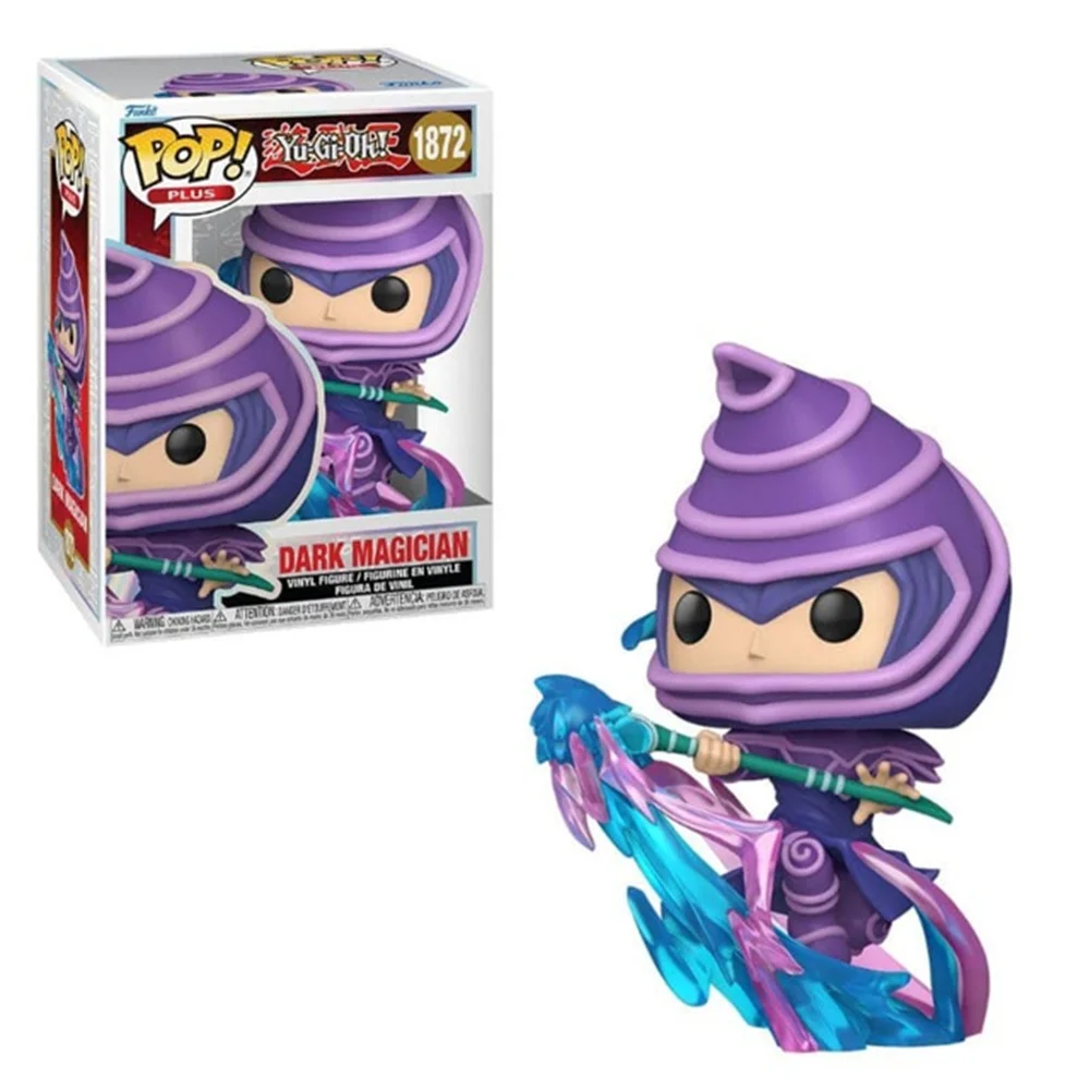 Funko Pop Dark Magician Yu-Gi-Oh número 1872 con sombrero púrpura y cetro mágico