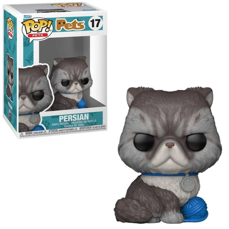 Funko Pop Gato Persa gris número 17 con collar azul