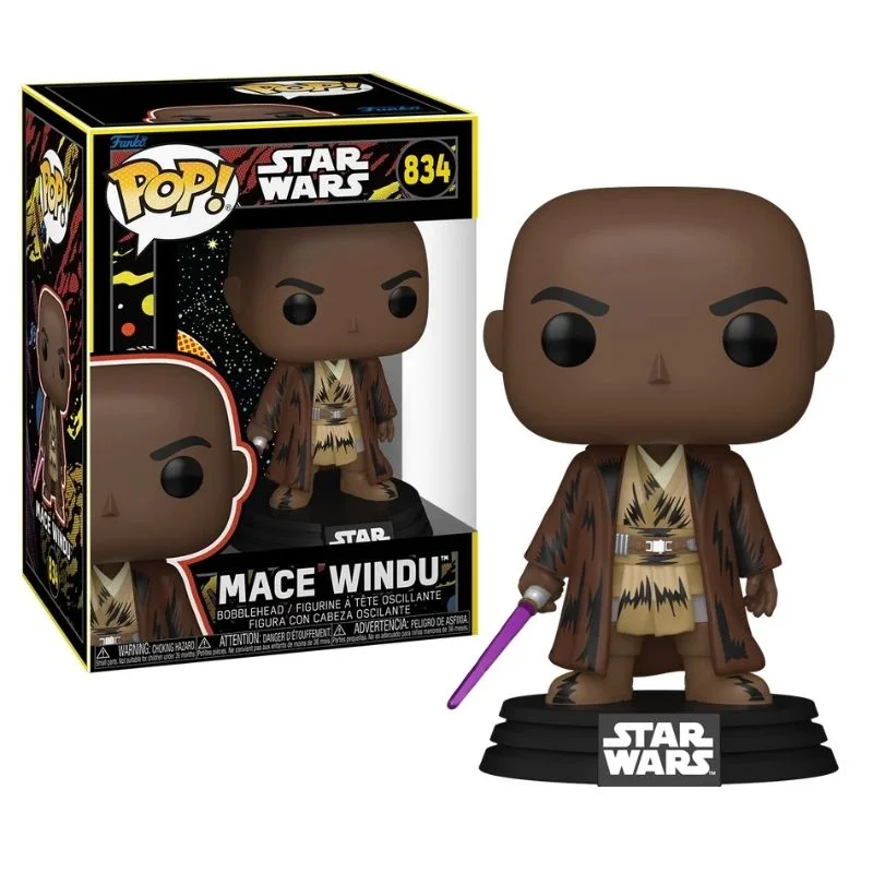 Funko Pop Mace Windu Retro Star Wars 834 con sable púrpura