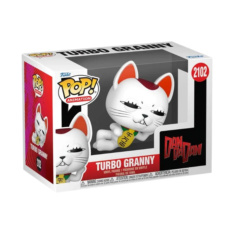 Funko Pop Turbo Granny Dandadan figura animada gato blanco