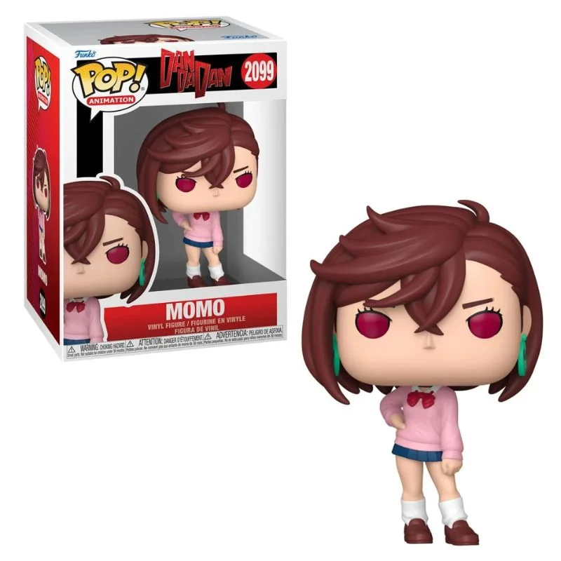 Funko Pop Momo de Dandadan con cabello castaño y ojos rosados