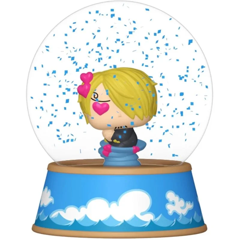 Bola de nieve Sanji Funko Pop One Piece con confeti azul