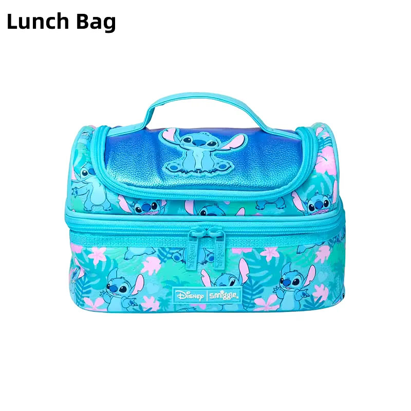 Lonchera Stitch Disney turquesa con flores rosas