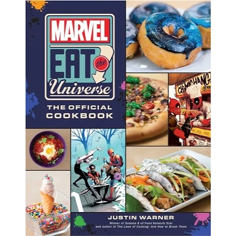 Libro de cocina oficial Marvel con recetas y fotografías de platos temáticos