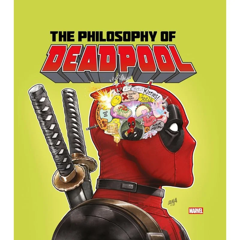 Portada del libro La Filosofía de Deadpool con ilustración de su cabeza pensante