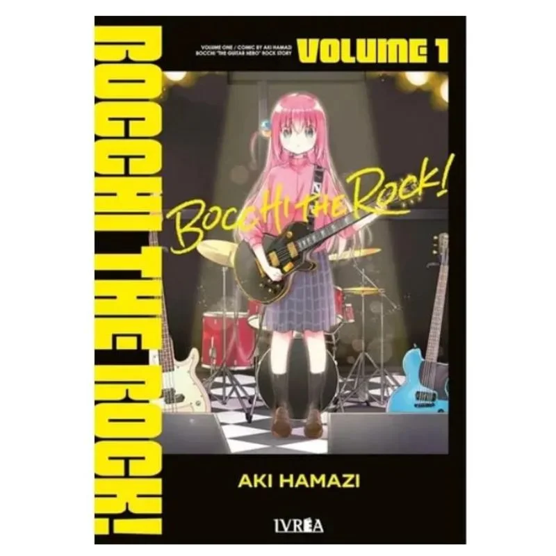 Portada Manga Bocchi The Rock Volumen 1 con Aki Hamazi tocando guitarra