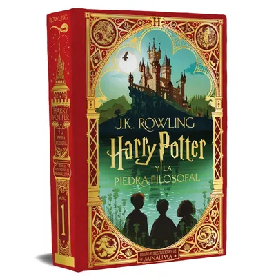 Libro Harry Potter Piedra Filosofal edición MinaLima rojo y dorado