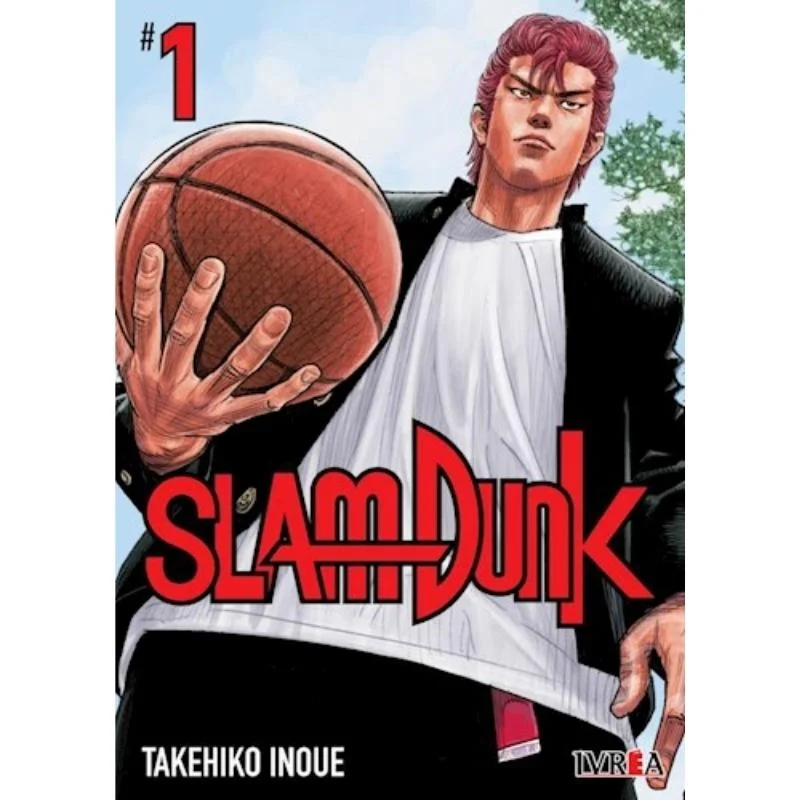 Manga Slam Dunk Tomo 1 con Hanamichi Sakuragi sosteniendo un balón