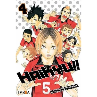 Manga Haikyu!! Volumen 4 con personajes del equipo Karasuno