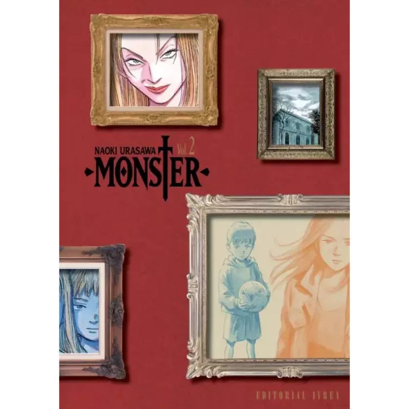 Portada Manga Monster Vol. 2 Kanzenban de Naoki Urasawa con ilustraciones enmarcadas