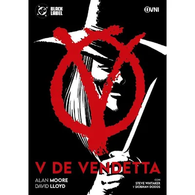 Portada Cómic V de Vendetta con máscara roja y espada