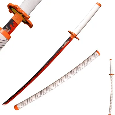 Katana Rengoku Kimetsu no Yaiba con funda y empuñadura naranja