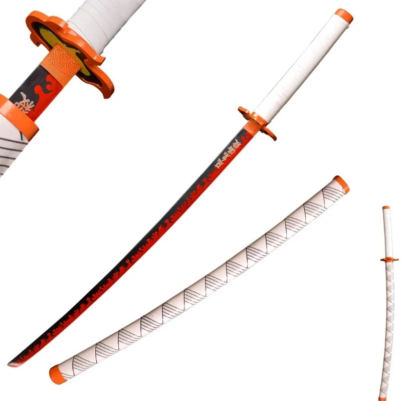 Katana Rengoku Kimetsu no Yaiba con funda y empuñadura naranja