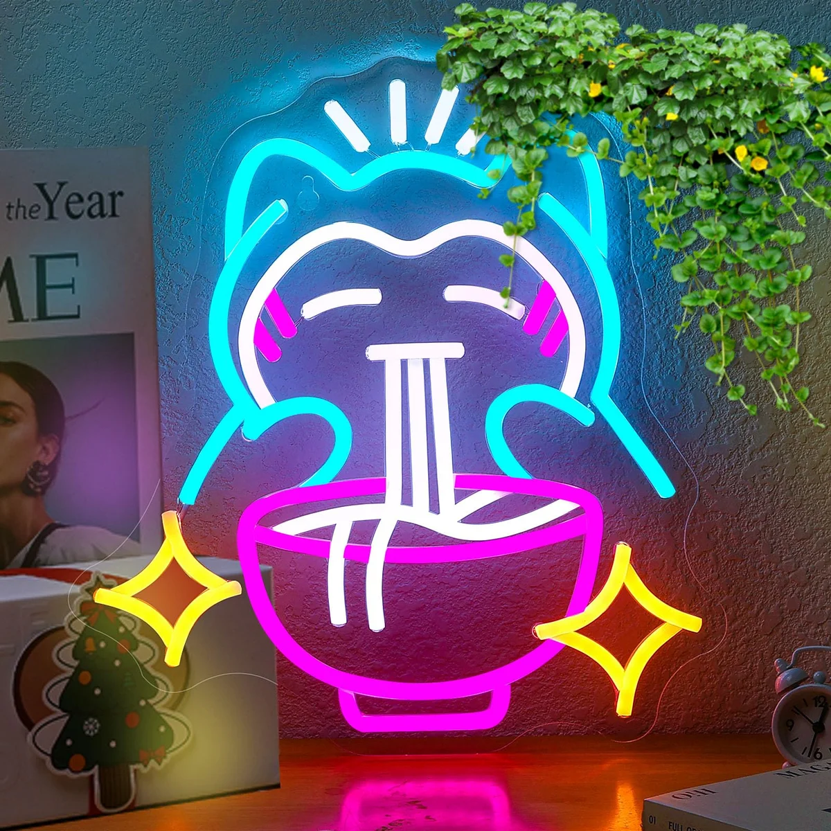 Letrero Neón Oso Ramen Kawaii con Luz LED Regulable (Pedido Exclusivo · entrega 2 a 3 semanas)