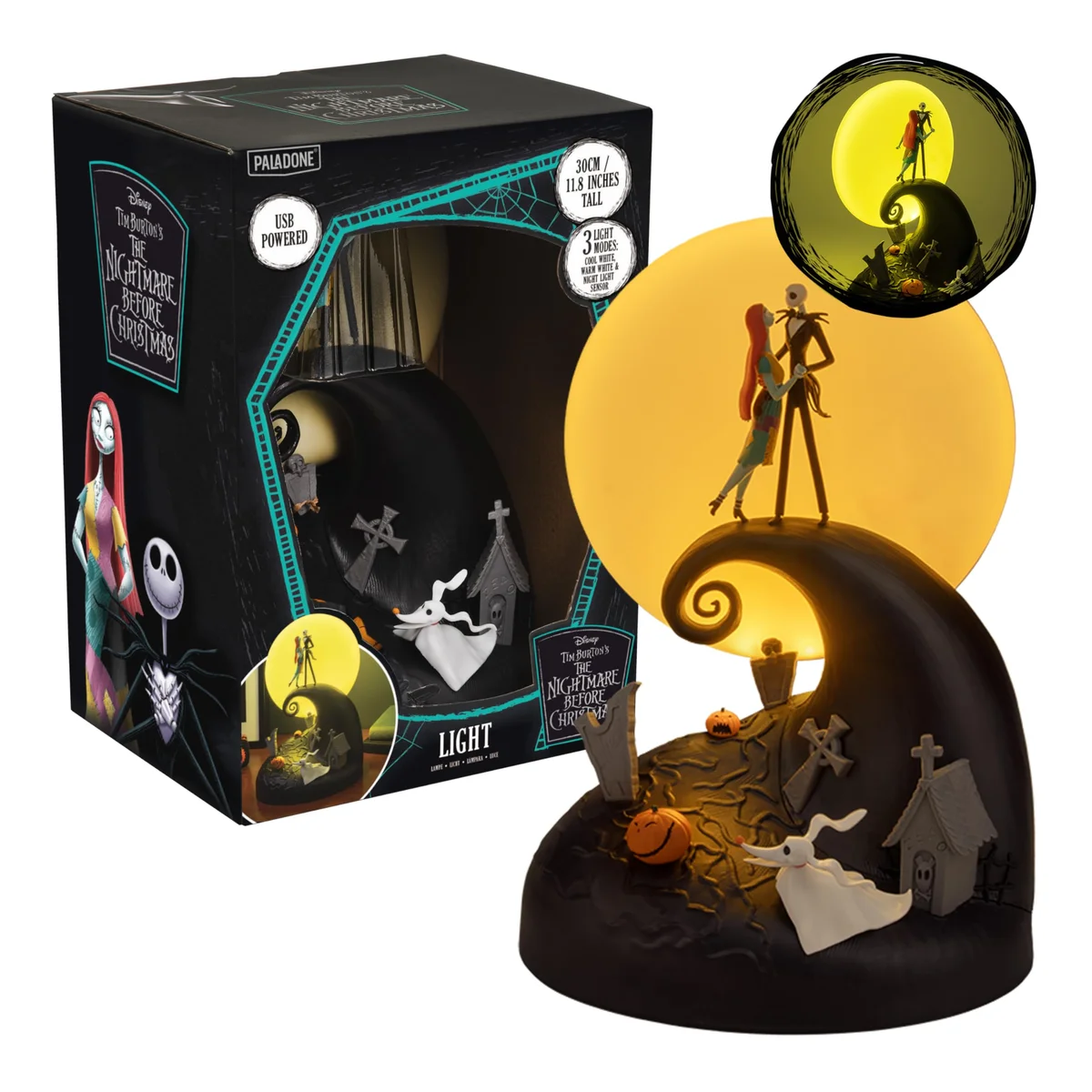 Lámpara Diorama Pesadilla Antes de Navidad con Jack y Sally (Pedido Exclusivo · entrega 2 a 3 semanas)