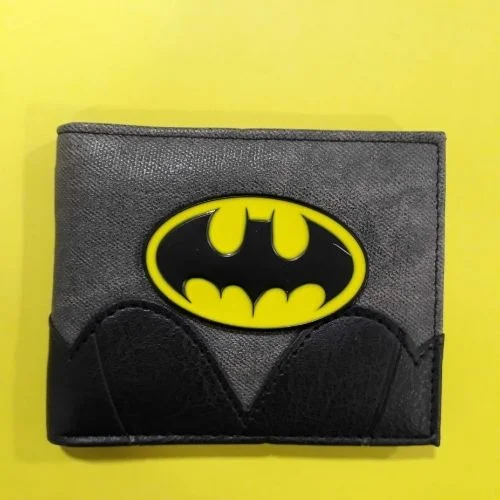 Billetera Batman Logo Metálico Gris y Negro