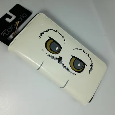 Billetera blanca Hedwig Harry Potter con ojos dorados