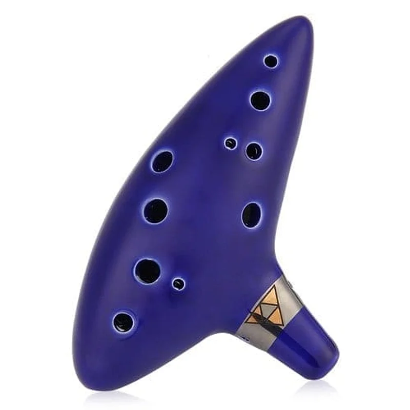 Ocarina azul The Legend of Zelda con detalles dorados